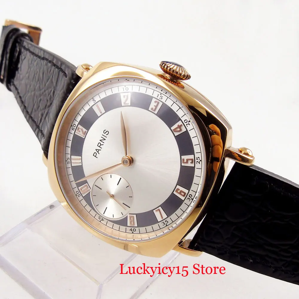 PARNIS розовое золото квадратный чехол наручные часы с ручным заводом 6497 Движение