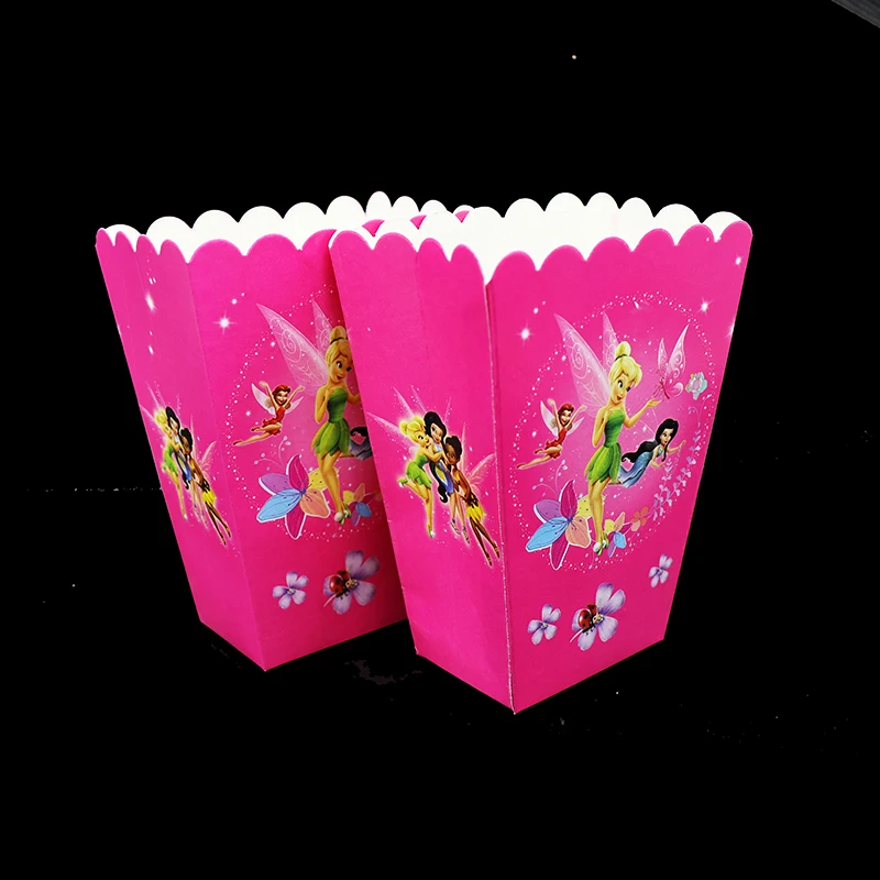 

6pcs/lot TinkerBell popcorn boxes TinkerBell theme birthday party decorations baby shower TinkerBell candy boxes case