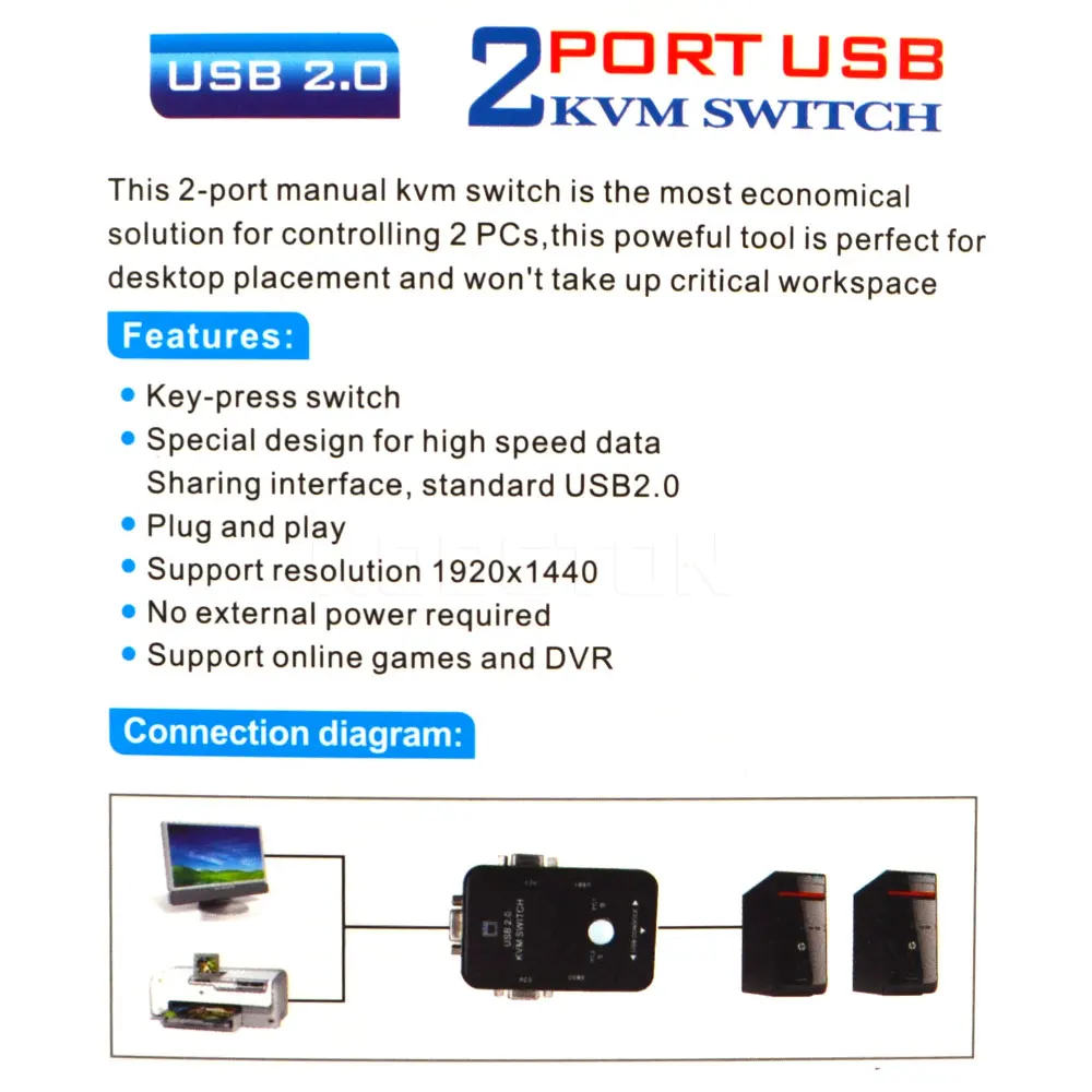 Kebidumei KVM 2 порта USB переключатель ручной VGA 0 мышь клавиатура 1920*1440|vga usb kvm|kvm switch boxusb
