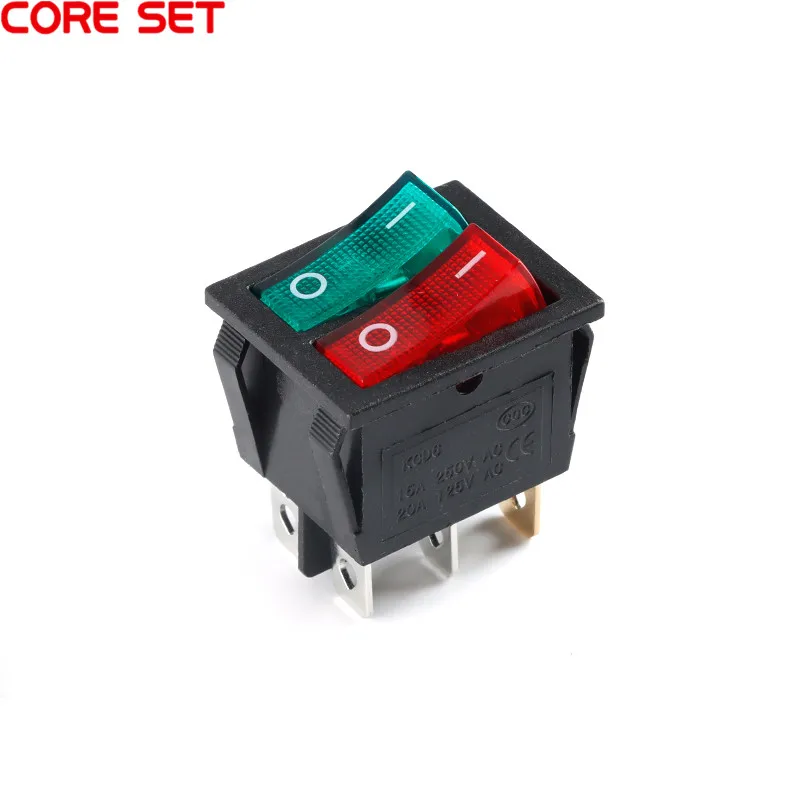 Кулисный Переключатель KCD6 прозрачный красный зеленый светодиодный светильник