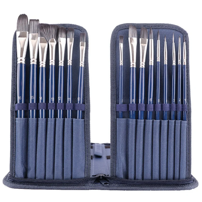 Paint Brush Set 16 Round Nylon Brushes Suitable for Acrylic Oil Watercolor Facial Nail Art and Rock Painting | Канцтовары для офиса