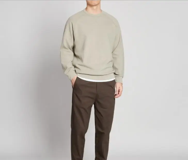 

Мужской свитер с рукавами реглан, однотонный пуловер с круглым вырезом и длинными рукавами, осень 2021