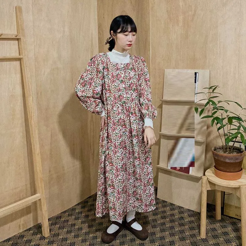 Coreano Vintage vestido de las mujeres de primavera y otoño 2021 moda Vestido de manga larga de una sola pieza elegante señoras vestido de fiesta vestidos