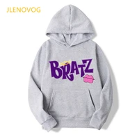 new arrival 2022 alphabet bratz print hoodies women funny kpop sudadera mujer velvet thick ening coat streetwear tracksuit