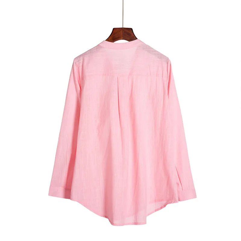 Один раз размера плюс Женские топы и блузки длинная хлопковая Удобная рубашка