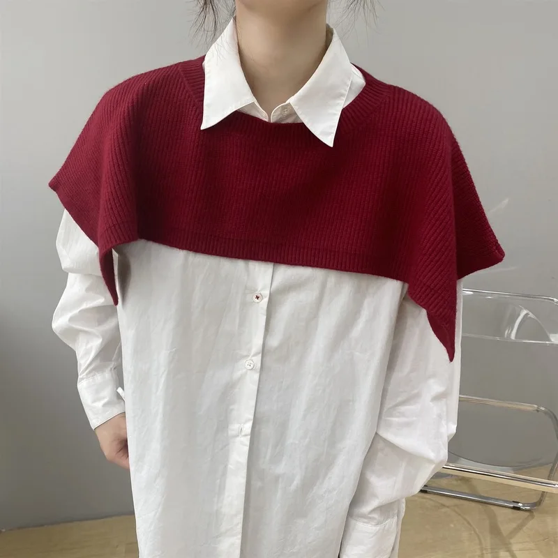 

women's Autumn round collar pullover Waistcoat 2020 new red short style sleeveless kintted tops all-match clothes V505