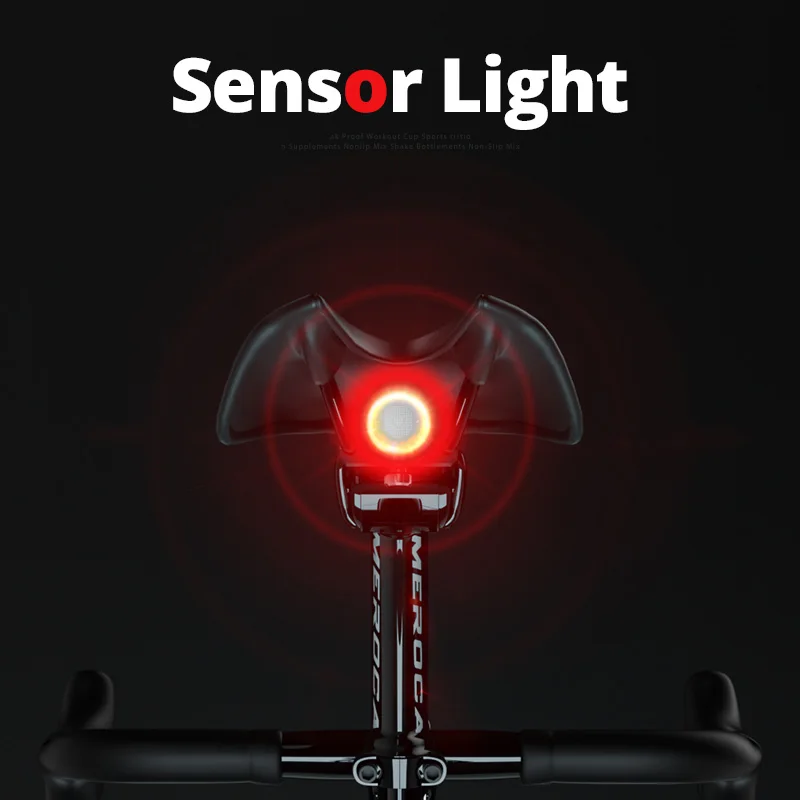 MEROCA USB Charging Brake Sensing Flashlight For Bicycle Bike Rear Light Auto Start/Stop IPx6 Waterproof LED Cycling Taillight |