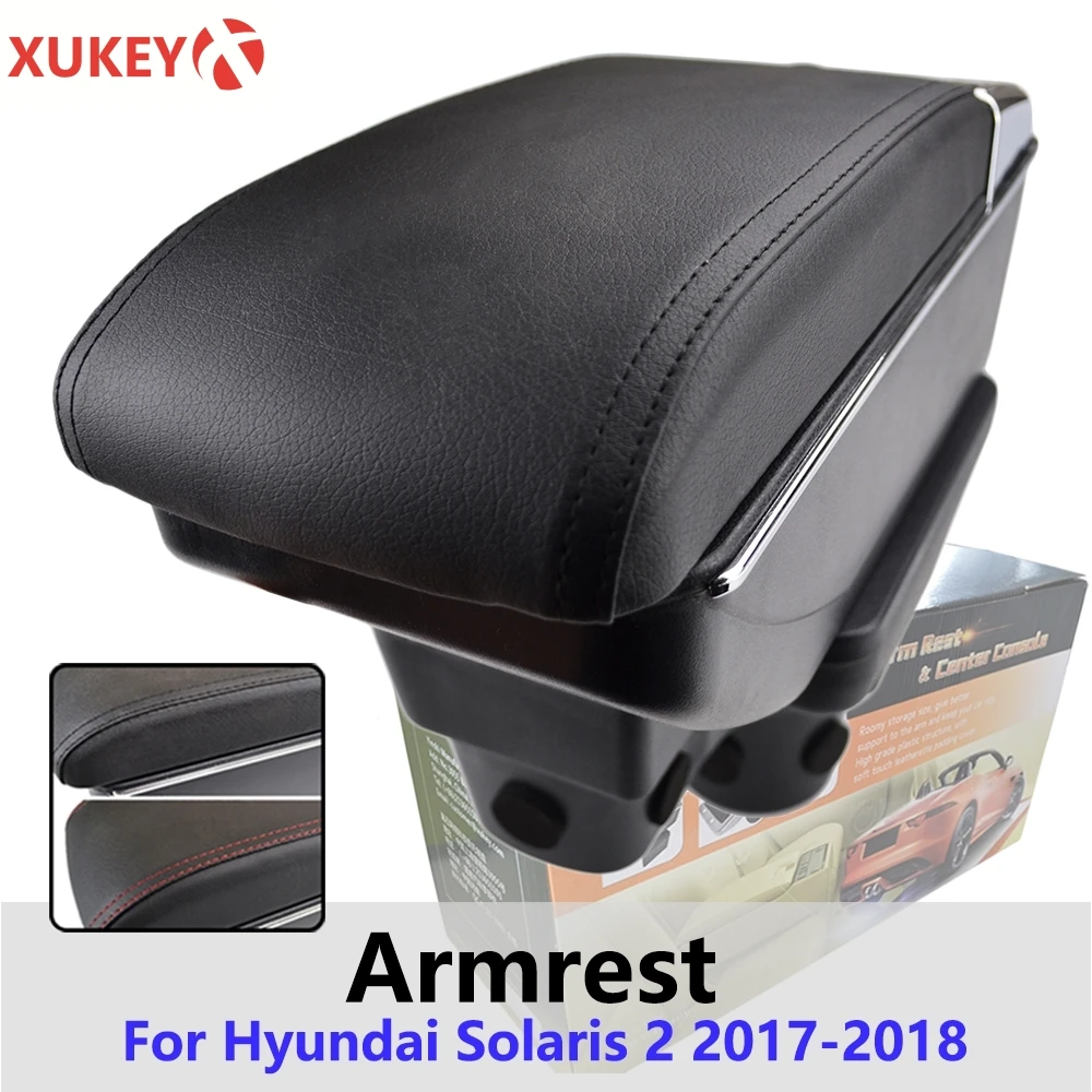 Центральный подлокотник Xukey для Hyundai Accent Solaris 2 консоль черное хранилище