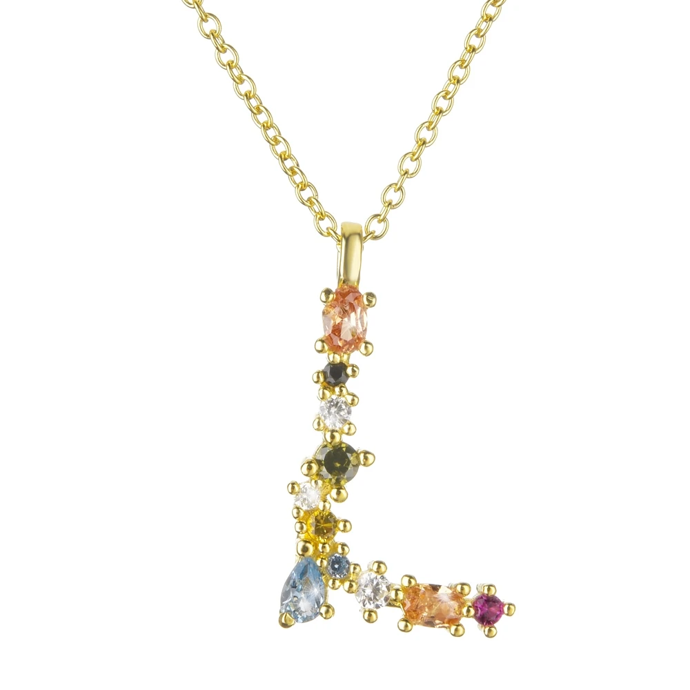 Gold L Altruist 925 пробы серебро I Am Initial C P кулон Nekclace Красочный Кристалл Мини-проба Длинная цепочка регулируемое ожерелье ювелирные изделия - Окраска металла: Gold L