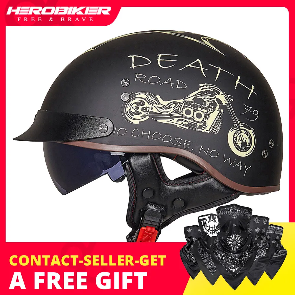 Мотоциклетный шлем HEROBIKER в стиле ретро Casco мотоциклетный с открытым лицом для