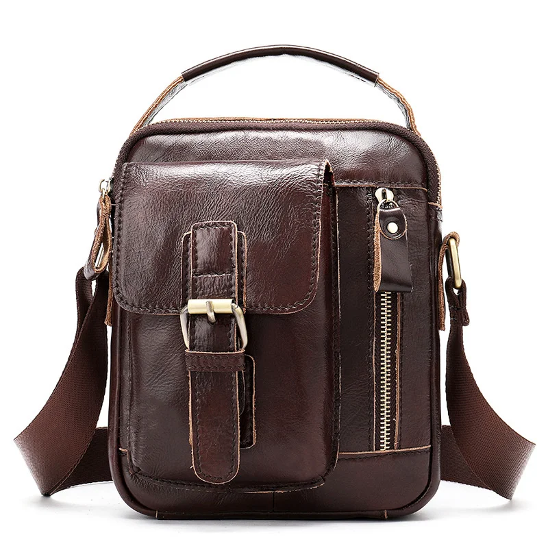 Винтажная мужская сумка через плечо наплечный ремень из телячьей кожи верхний