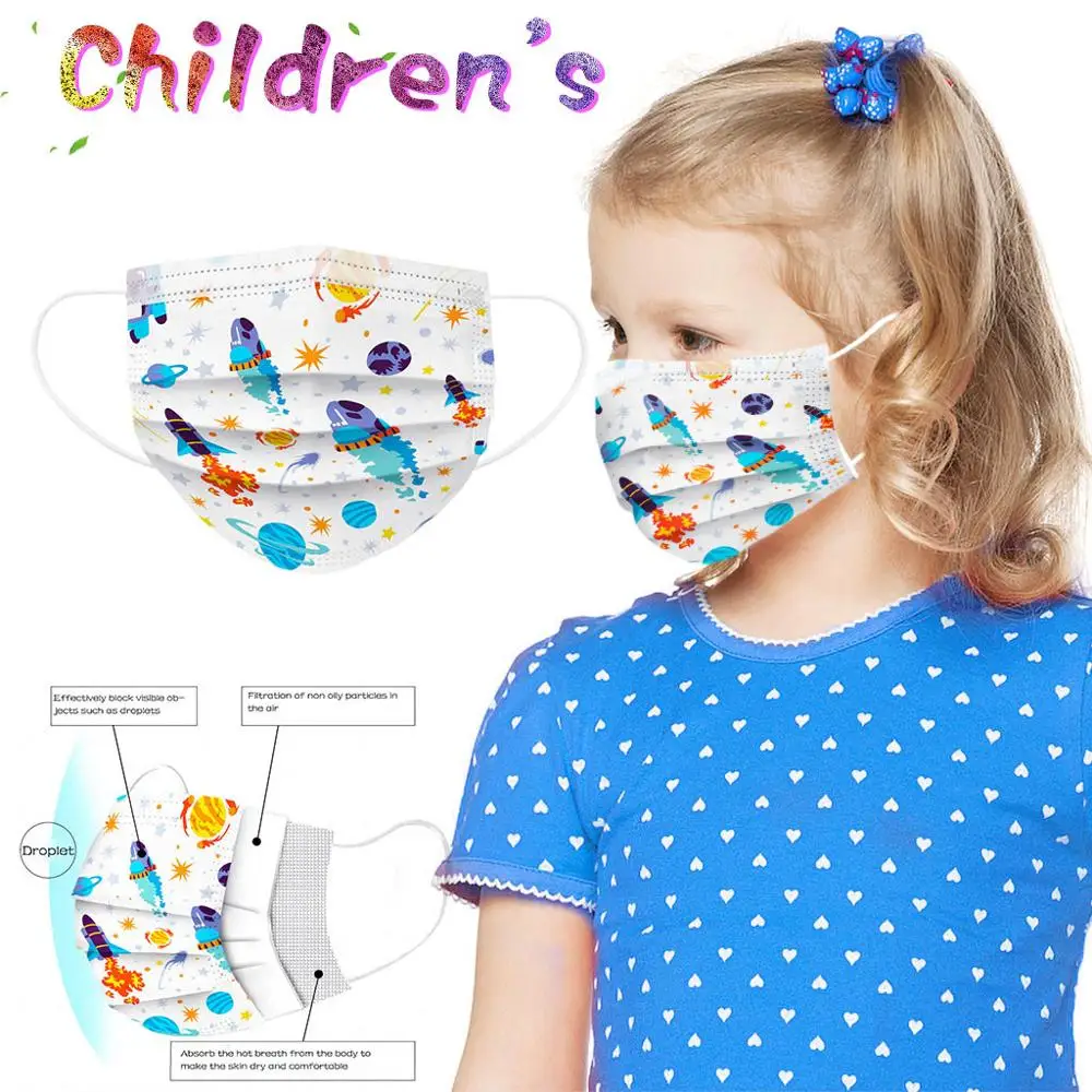 

Children's mask Disposable Face Mask Industrial 3Ply Ear Loop 50PC Cute Industrial 3Ply Ear Loop DustReuse Face Protection Mask