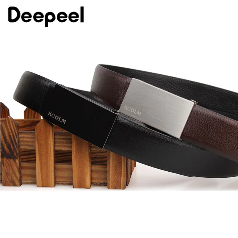Deepeel, 3,4 см* 105-125 см, натуральная кожа, гладкая Пряжка, Harajuku, ремень, роскошная Мода, Воловья кожа, деловой пояс для отдыха, YB248