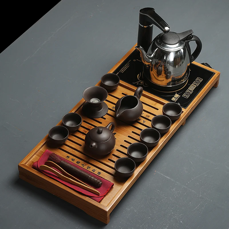 

Kungfu Tea Set Purple Sand Full Cooker Solid Wood Tea Plate Ceramic Cups Bamboo Tea Table Home Bardak SETI Tea Service Ei80ts