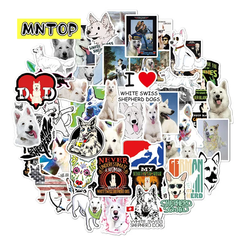 10/30/50pcs/pack White Shepherd Dog Cartoon Animal Stickers For DIT TOY Skateboard Laptop Motorcycle Scrapbook Luggage Computer