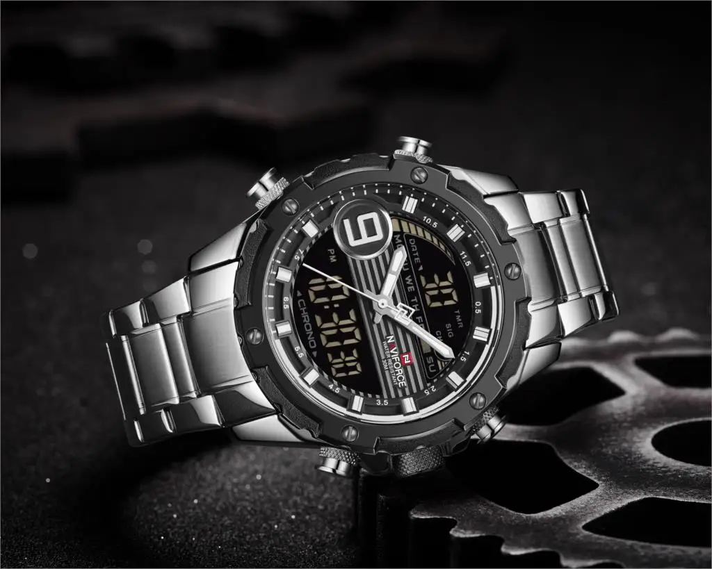 Часы наручные NAVIFORCE мужские с хронографом Брендовые спортивные аналоговые