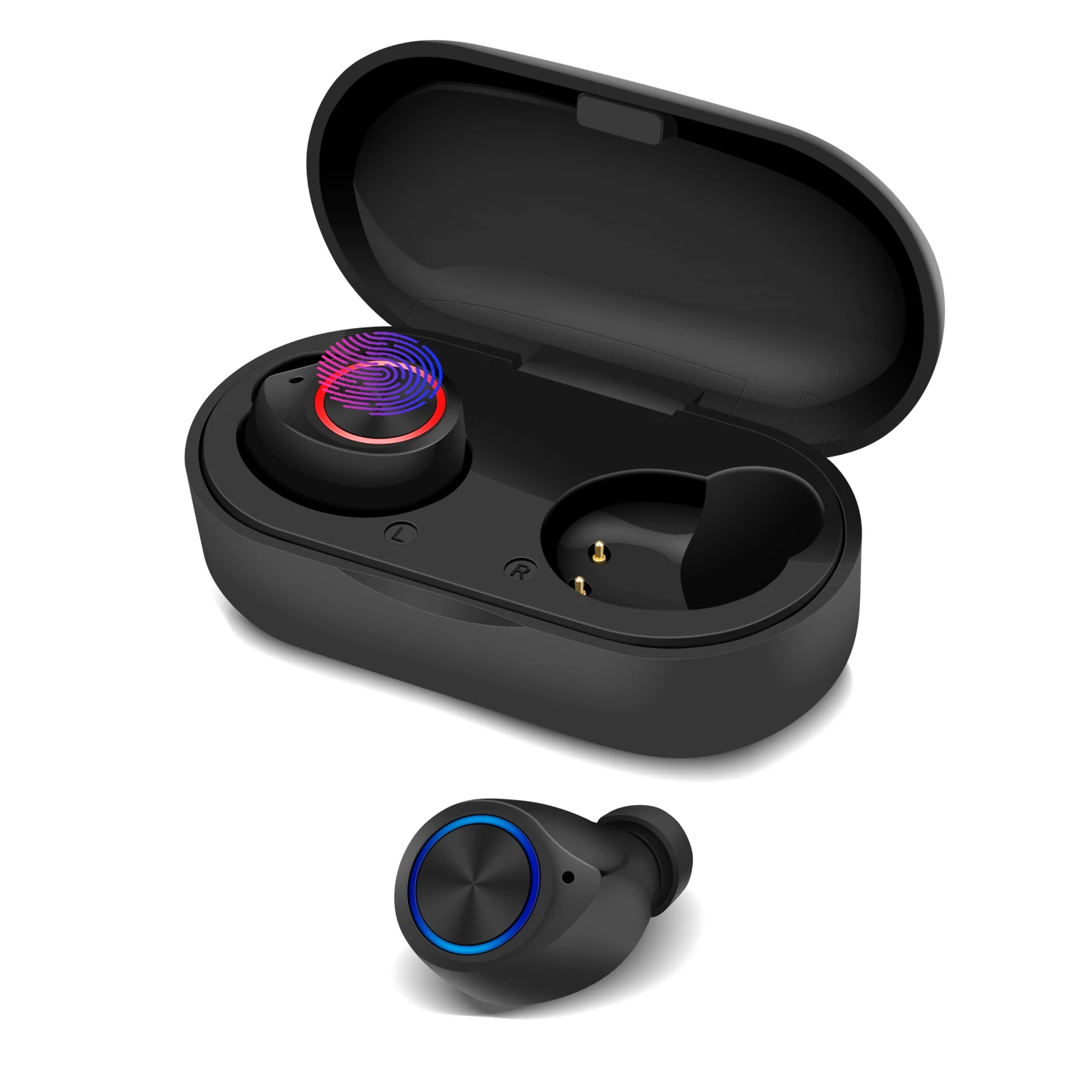 Black Wireless Headphones Bluetooth Earphone 5.0 Touch Bluetooth Headset TW60 TWS iPX5 Bluetooth Sports Earphones With mic - Цвет: Black