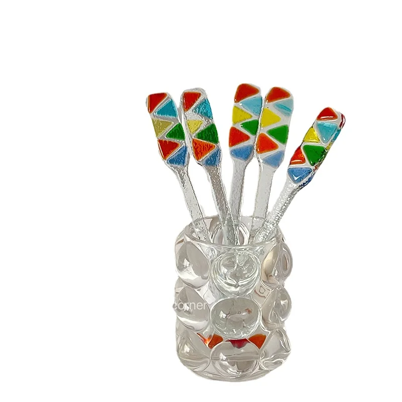 Стеклянная мешалка для чая стеклянная в стиле ретро цветная креативная