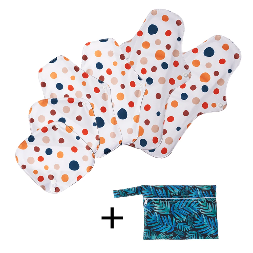Bounippy-Conjunto de almohadillas sanitarias reutilizables, 6 + 1, almohadillas de carb&oacute;n de bamb&uacute;, bragas lavables, maternidad, menstruaci&oacute;n-0