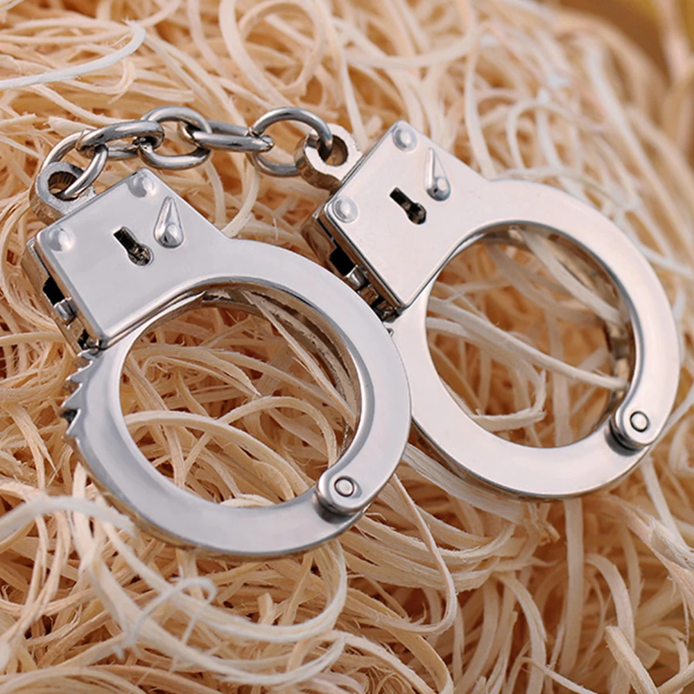 Уникальный металлический Серебряный мини брелок для ключей кольцо наручников