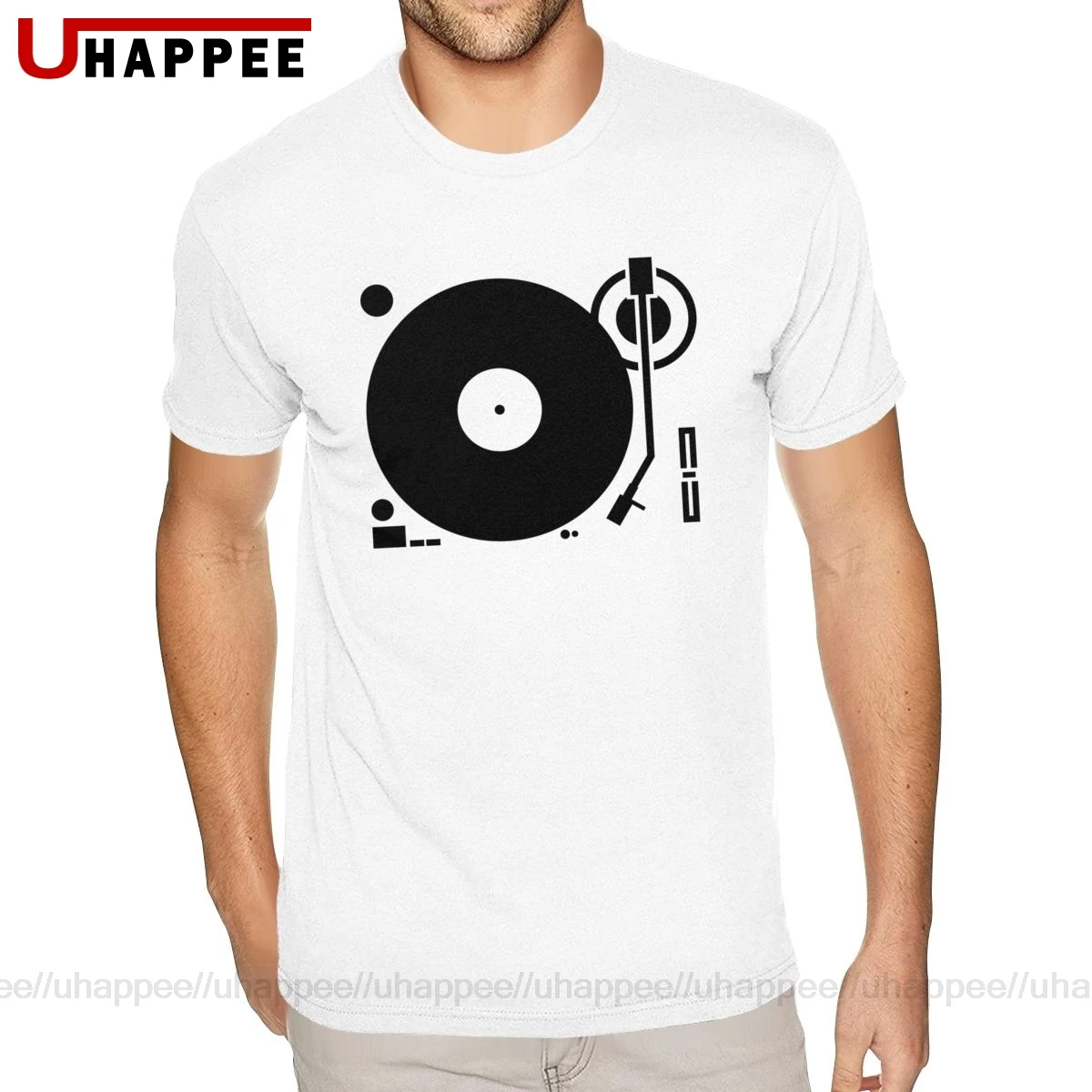 Серые наушники записывающие диск Dj Play винил Spin Tees мужские на заказ короткие