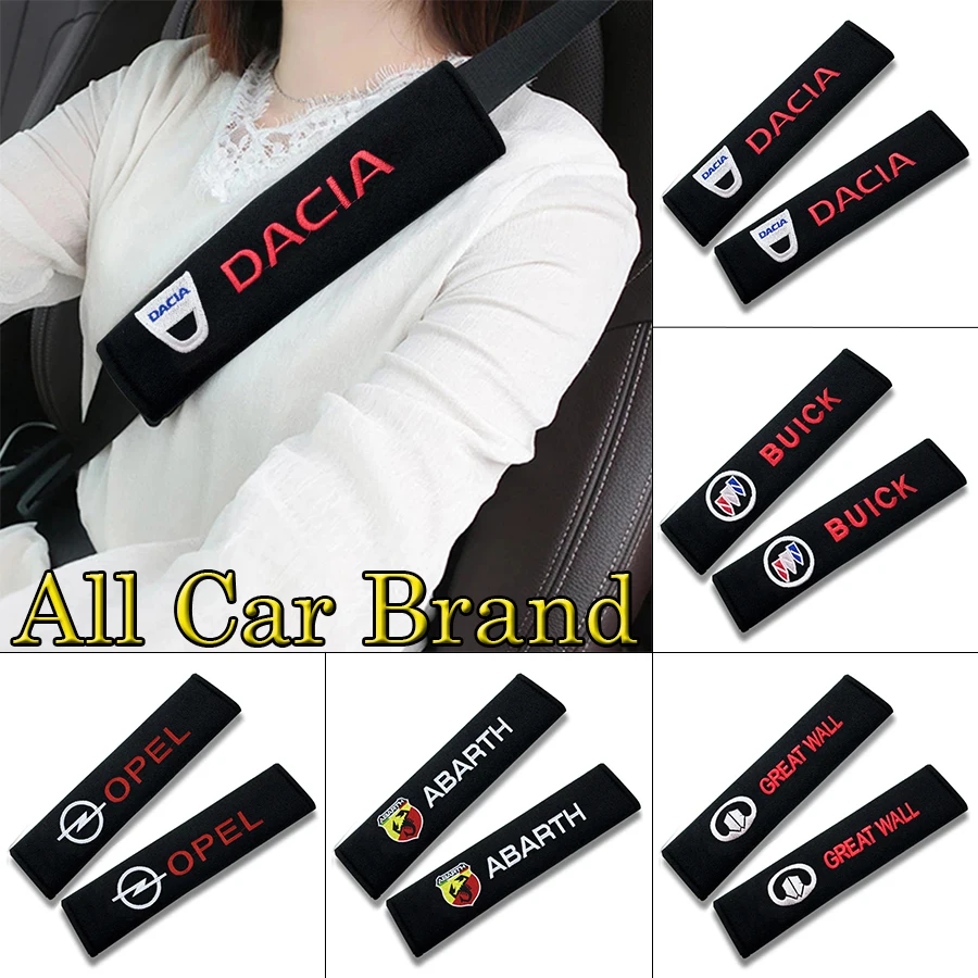 

2pcs Car Logo Seat Belt Cover Car Interior Accessories Automotive Emblem Goods for Abarth 500 595 Competizione Carbono Punto
