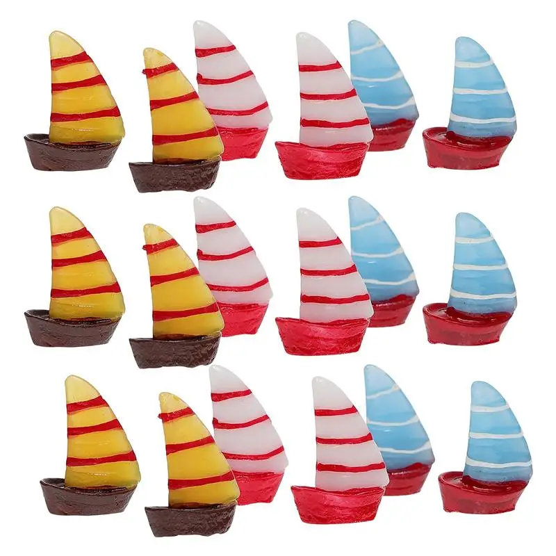 15/30Ps Mini Sailboat Models Realistic Boat Ornament Miniature Scene Decoration Micro Landscape Resin Sailing | Дом и сад
