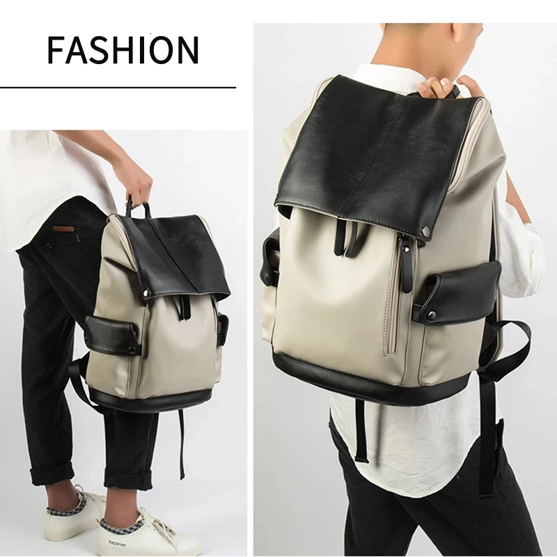 

Men's Multifunctional Backpacks Leather PU Large Capacity Travel Rucksacks For Man Business Laptop Backbag Casual School Bags