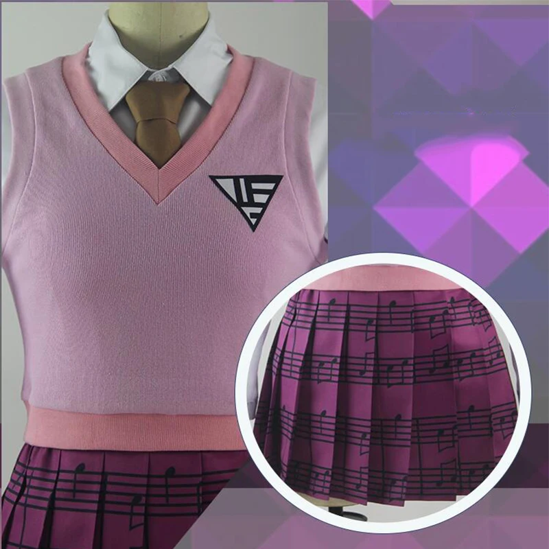 Аниме Danganronpa V3 Akamatsu kaede костюм для косплея Униформа юбки Девушки Женщины Хэллоуин