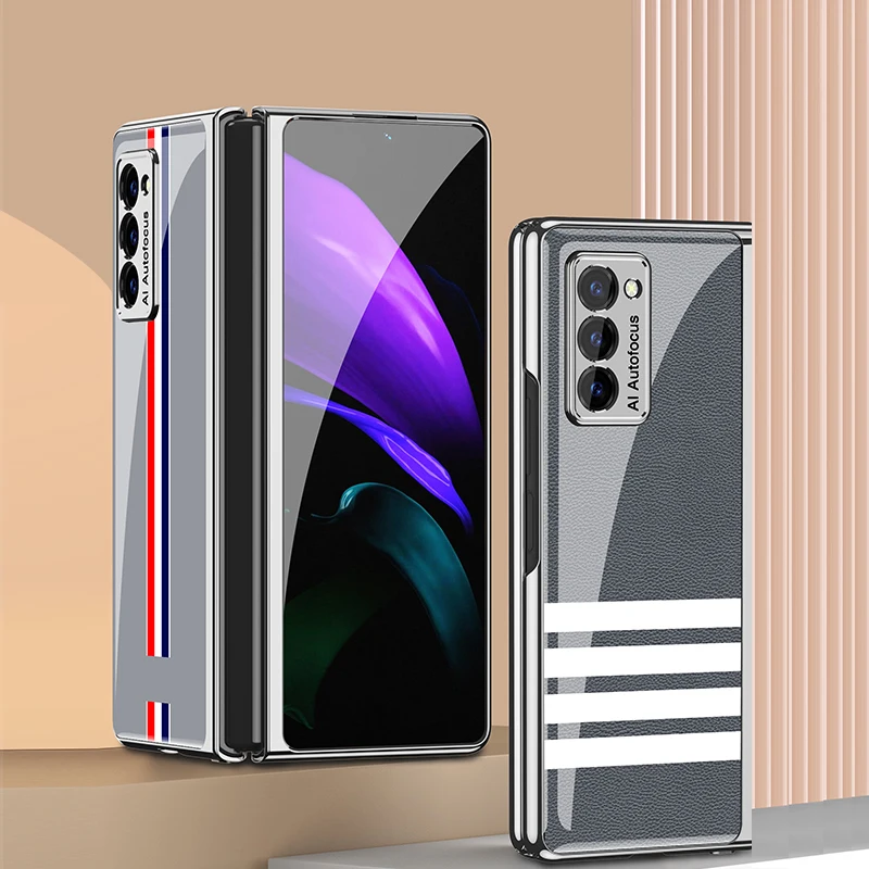 luxury plating glass hard phone case for samsung galaxy z flip fold 2 case full protection cover for samsung galaxy flip fold 2 free global shipping