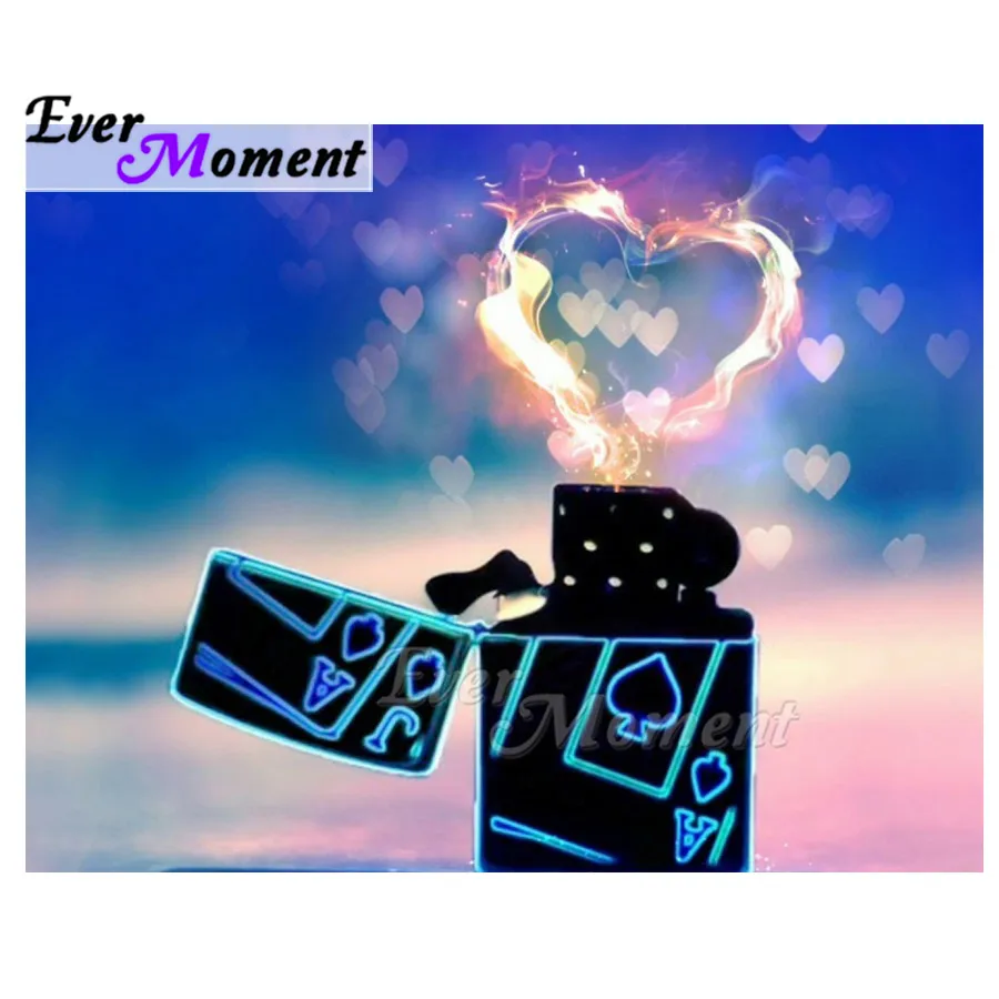 Когда нибудь момент алмазов картина сердце Зажигалка камни в форме ромба дрель 5D