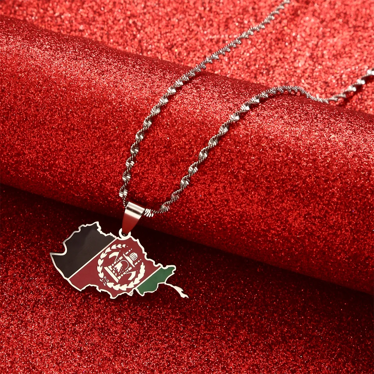 Модные ювелирные украшения Золотая эмаль афганистанская карта флаг подлинное