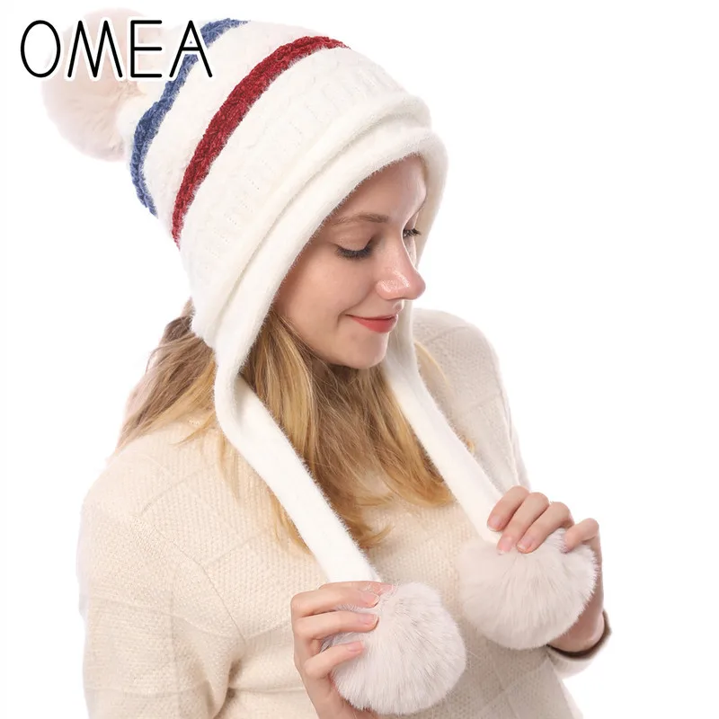 OMEA норка кашемир зимняя шапка для женщин ушанка из натурального меха Шапка бини с