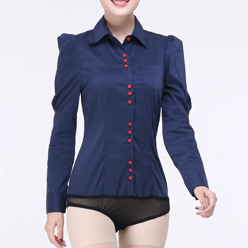 Женская блузка боди большого размера с длинным рукавом|Рубашки| |