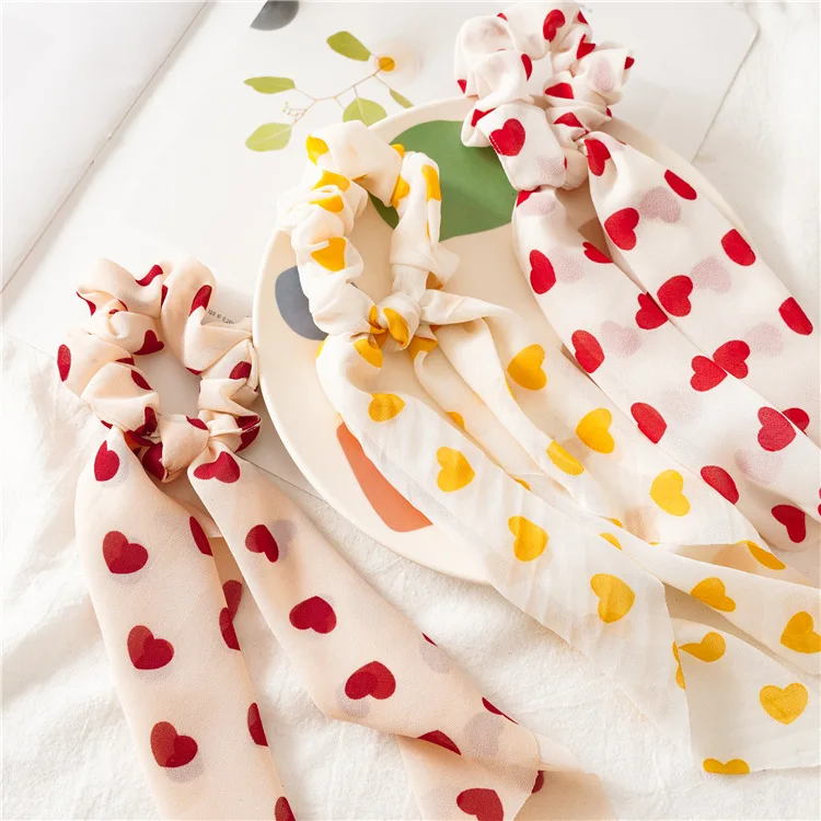 Милый женский корейский головной платок с рисунком сердца ленты для волос фуляр