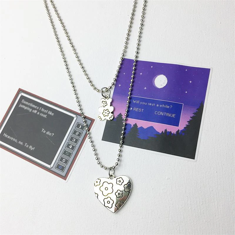 

Small Bear Love Heart Pendant Necklace Titanium Stainless Steel Chain Necklace Inlaid Zircon Fashion Trendy Women Jewelry Gift