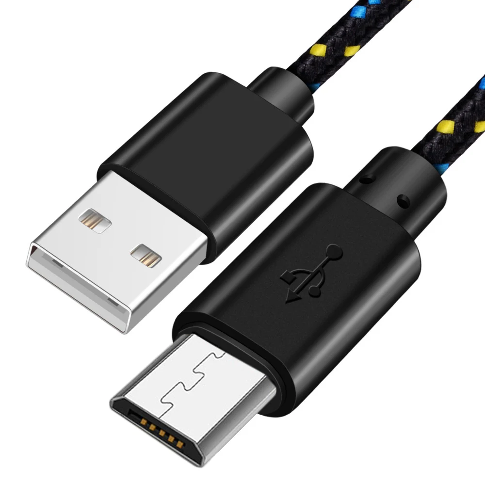 Micro USB кабель для синхронизации данных USB кабель для зарядки samsung htc huawei Xiaomi Tablet Android 1 м/2 м/3 м нейлоновая оплетка USB кабели для телефонов - Цвет: Black Micro USB