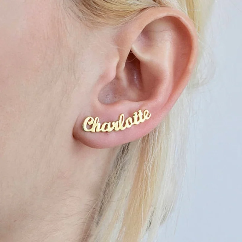 

Simple Women's Earrings French Letters Symmetrical Fashion Trend Personalized Jewelry Gifts for Women