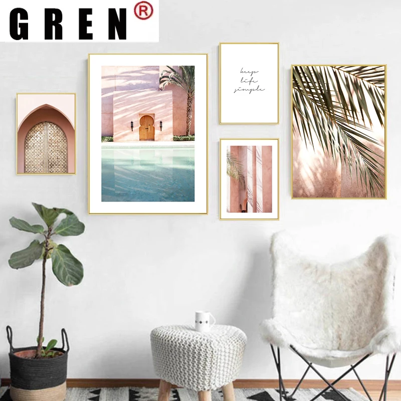 

GREN Modern Architecture Famous Place Poster Landscape Canvas Print Sea Nature Spray Painting Photography Picture Home Decor