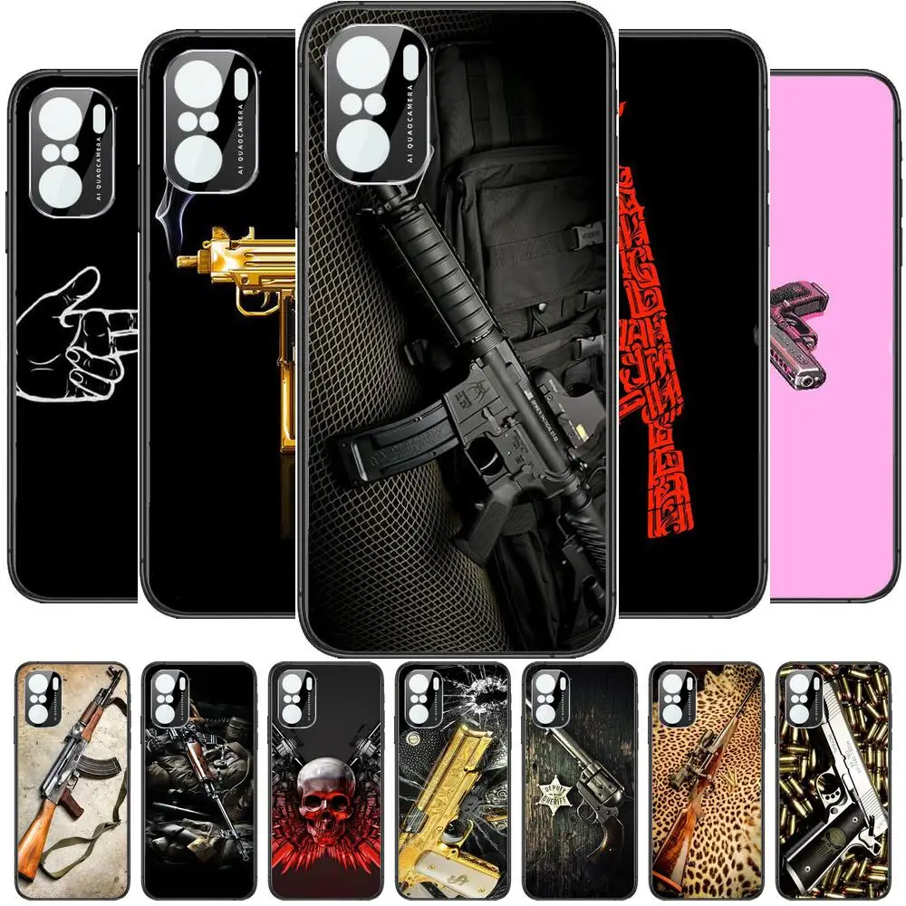 

Popular gun style phone case Phone Case For xiaomi redmi POCO F1 F2 F3 X3 Pro M3 9C 10T Lite NFC Anime Black Cover Silicone Back