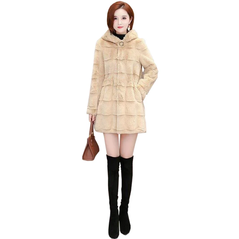 

Новинка 2021, стильное пальто из искусственного меха размера 4XL, плотный теплый кардиган из искусственного меха, пальто с меховым воротником, ...