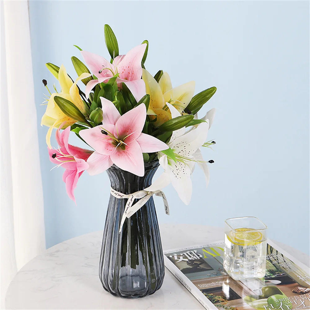 

Simulation Flower Single Lily Living Room Decoration Tabletop Dining Table Wedding Wedding Flower Holiday Party Pendant DIY