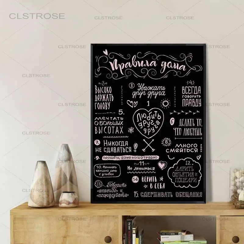 Современные правила дома холст живопись русские цитаты настенные