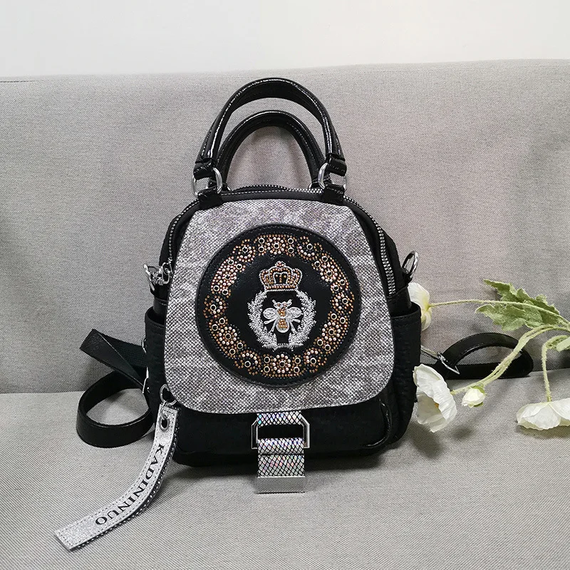 

Женская сумка, новый корейский рюкзак, модный трендовый дорожный рюкзак с блестками, стразы, ранец, рюкзак