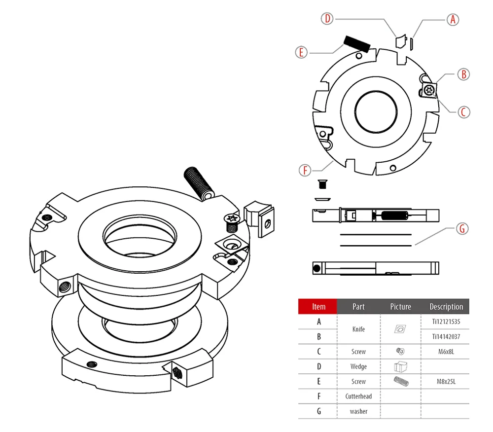 Прямой нож с режущей головкой LIVTER Rebate|Детали инструментов| |