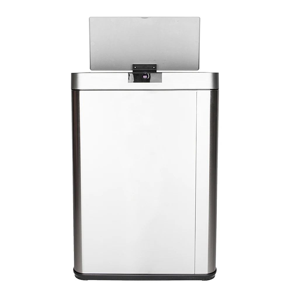 

Waste Bin 13Gallon/50L Inductive Touchless Full-Automatic Fingerprint-Resistant Garbage Trash Can 41x24x54.6CM Silver[US-Stock]