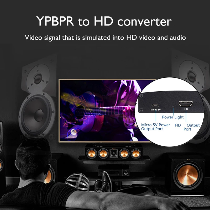 Переходник для видео R/L аудио 1080P HD в компонент 5 RCA YPBPR преобразователь