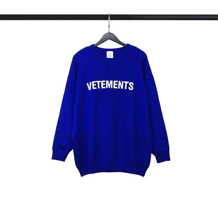 

Свитер Vetement с логотипом из сплава для мужчин и женщин, Высококачественный жаккардовый свитшот в масштабе 1:1 с узором из надписей, вязаный св...