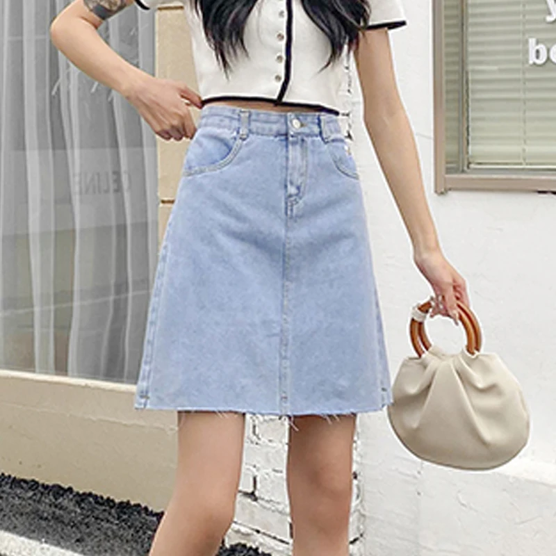 

Женская джинсовая юбка с маргаритками, новая Облегающая джинсовая юбка с завышенной талией, трапециевидная короткая юбка на лето 2021