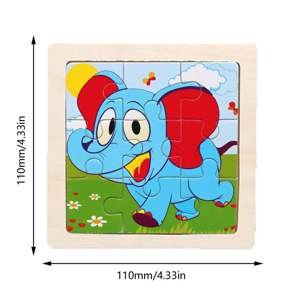 

Hot Sale 9 Slice Kids Puzzle Toy Animals and Vehicle Wooden Puzzles Jigsaw Baby Educational Learning Toys for Children Gift